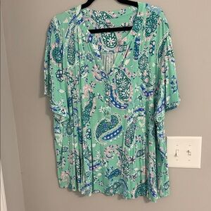 Kim Rogers Mint Green Paisley Blouse